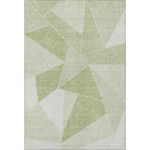 HomeRoots 8' X 10' Stylish Geometric Artichoke Green Area Rug - Washable, UV-Protected & Family-Friendly Design 653276