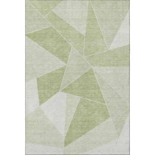 HomeRoots 8' X 10' Stylish Geometric Artichoke Green Area Rug - Washable, UV-Protected & Family-Friendly Design 653276
