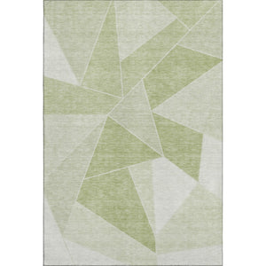 HomeRoots 10' Artichoke Green & Ivory Geometric Washable Area Rug with UV Protection for Modern Homes 653278