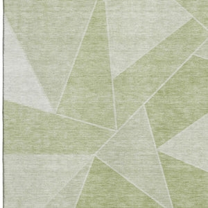 HomeRoots 10' Artichoke Green & Ivory Geometric Washable Area Rug with UV Protection for Modern Homes 653278