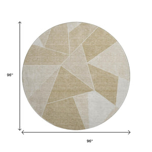 HomeRoots 8' Beige and Ivory Geometric Area Rug - Washable, UV Protected, Pet-Friendly Design for Modern Homes 653281