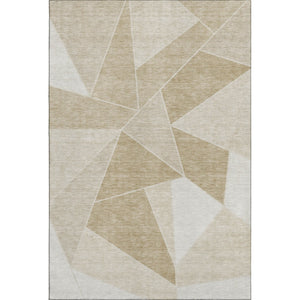 HomeRoots 8' X 10' Stylish Beige & Ivory Geometric Washable Area Rug - UV Protected, Durable & Easy Care! 653282