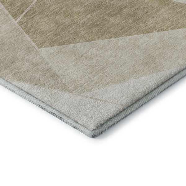 HomeRoots 8' X 10' Stylish Beige & Ivory Geometric Washable Area Rug - UV Protected, Durable & Easy Care! 653282