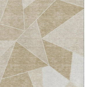 HomeRoots 8' X 10' Stylish Beige & Ivory Geometric Washable Area Rug - UV Protected, Durable & Easy Care! 653282