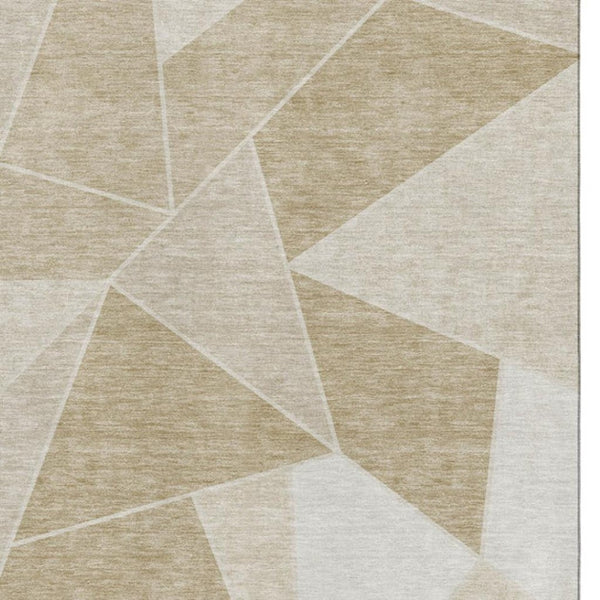 HomeRoots 8' X 10' Stylish Beige & Ivory Geometric Washable Area Rug - UV Protected, Durable & Easy Care! 653282