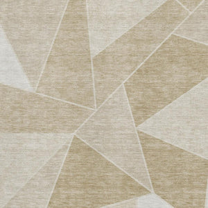 HomeRoots 9' X 12' Beige And Ivory Geometric Area Rug - Durable, Washable, UV-Resistant for Busy Homes 653283