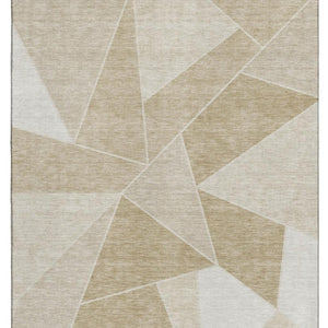 HomeRoots 9' X 12' Beige And Ivory Geometric Area Rug - Durable, Washable, UV-Resistant for Busy Homes 653283