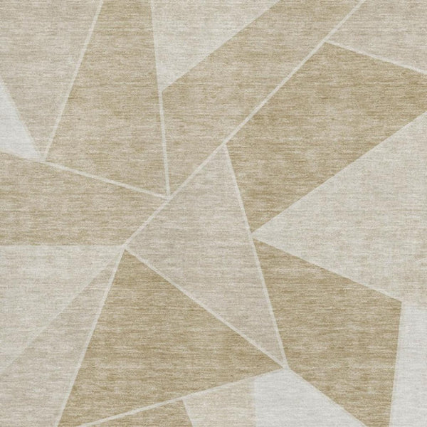 HomeRoots 10' X 14' Washable Beige and Ivory Geometric Area Rug with UV Protection for Modern Homes 653284
