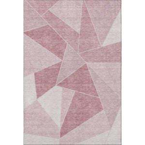 HomeRoots 5' X 8' Blush & Ivory Geometric Area Rug - Washable, UV-Protected, Modern Design for Every Space 653286