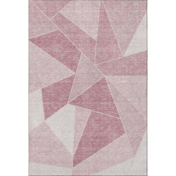 HomeRoots 5' X 8' Blush & Ivory Geometric Area Rug - Washable, UV-Protected, Modern Design for Every Space 653286