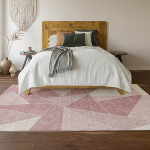 HomeRoots 8' X 10' Washable Blush & Ivory Geometric Area Rug - UV Protected, Stain Resistant, Stylish & Durable 653288