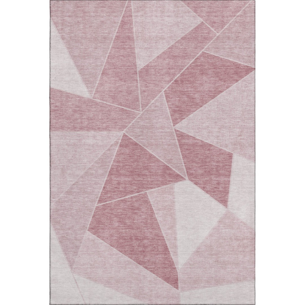 HomeRoots 9' X 12' Blush & Ivory Geometric Area Rug – Washable, UV-Protected, Ideal for High-Traffic Spaces 653289