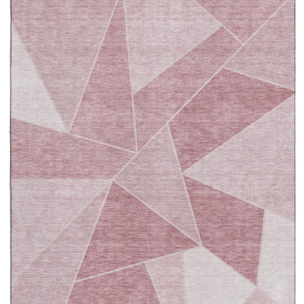 HomeRoots 9' X 12' Blush & Ivory Geometric Area Rug – Washable, UV-Protected, Ideal for High-Traffic Spaces 653289