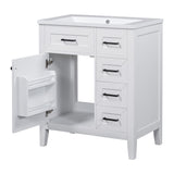 English Elm 30" Bathroom Vanity With Sink Combo, White Bathroom Cabinet With Drawers, Solid Frame and Mdf Board (Old Sku:N725S999222K)