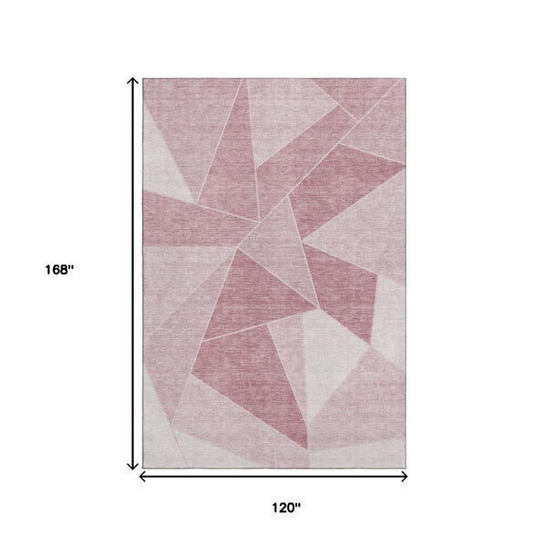 HomeRoots 10' X 14' Blush Geometric Area Rug - Stylish, Washable, UV-Protected for High-Traffic Spaces & Pets 653290