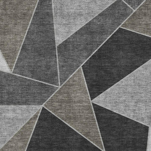 HomeRoots 9' X 12' Stylish Coffee Charcoal & Ivory Geometric Area Rug - Washable, UV Protected & Durable Design! 653301