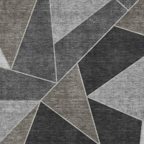 HomeRoots 9' X 12' Stylish Coffee Charcoal & Ivory Geometric Area Rug - Washable, UV Protected & Durable Design! 653301
