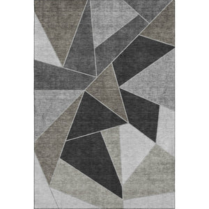 HomeRoots 10' X 14' Stylish Coffee Charcoal Ivory Geometric Area Rug - Durable, Washable, UV Protected Design! 653302
