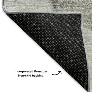 HomeRoots 10' X 14' Stylish Coffee Charcoal Ivory Geometric Area Rug - Durable, Washable, UV Protected Design! 653302