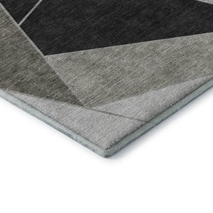 HomeRoots 10' X 14' Stylish Coffee Charcoal Ivory Geometric Area Rug - Durable, Washable, UV Protected Design! 653302