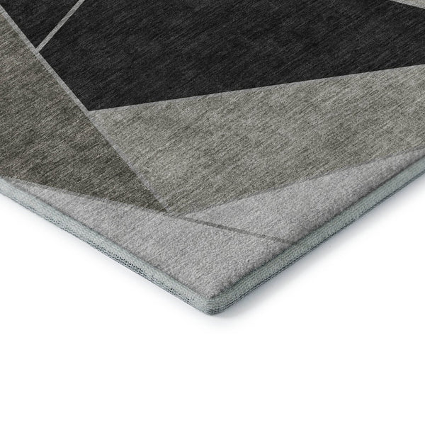 HomeRoots 10' X 14' Stylish Coffee Charcoal Ivory Geometric Area Rug - Durable, Washable, UV Protected Design! 653302