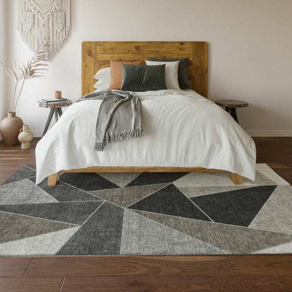 HomeRoots 10' X 14' Stylish Coffee Charcoal Ivory Geometric Area Rug - Durable, Washable, UV Protected Design! 653302
