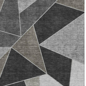 HomeRoots 10' X 14' Stylish Coffee Charcoal Ivory Geometric Area Rug - Durable, Washable, UV Protected Design! 653302