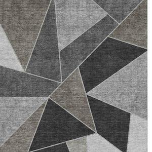 HomeRoots 10' X 14' Stylish Coffee Charcoal Ivory Geometric Area Rug - Durable, Washable, UV Protected Design! 653302