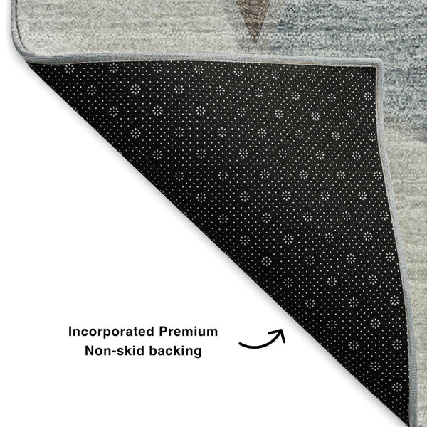 HomeRoots 8' Chocolate Brown & Gray Geometric Round Rug – Washable, UV-Protected, Durable, & Stylish for Homes 653305