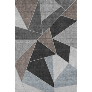 HomeRoots 8' X 10' Chocolate Brown & Gray Geometric Washable Area Rug - Durable, Stain-Resistant Design! 653306