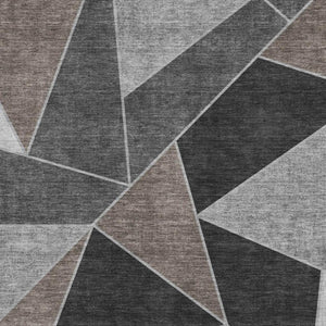 HomeRoots 9' X 12' Geometric Chocolate Brown & Gray Area Rug – Soft, Stain-Resistant, UV Protected, Easy Care! 653307