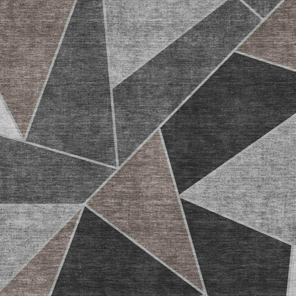 HomeRoots 9' X 12' Geometric Chocolate Brown & Gray Area Rug – Soft, Stain-Resistant, UV Protected, Easy Care! 653307