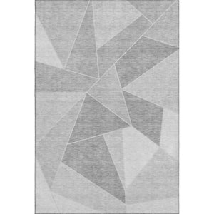 HomeRoots 8' X 10' Gray And Silver Geometric Area Rug - Washable, UV-Protected, Durable for Busy Homes! 653312