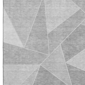 HomeRoots 8' X 10' Gray And Silver Geometric Area Rug - Washable, UV-Protected, Durable for Busy Homes! 653312
