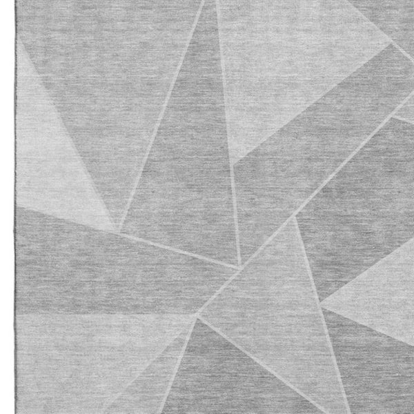 HomeRoots 8' X 10' Gray And Silver Geometric Area Rug - Washable, UV-Protected, Durable for Busy Homes! 653312