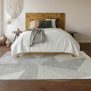 HomeRoots 9' X 12' Stylish Gray and Silver Geometric Washable Area Rug with UV Protection for Busy Homes 653313