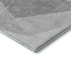 HomeRoots 10' X 14' Gray and Silver Geometric Area Rug - Washable, UV-Protected, Durable for Homes with Kids & Pets 653314