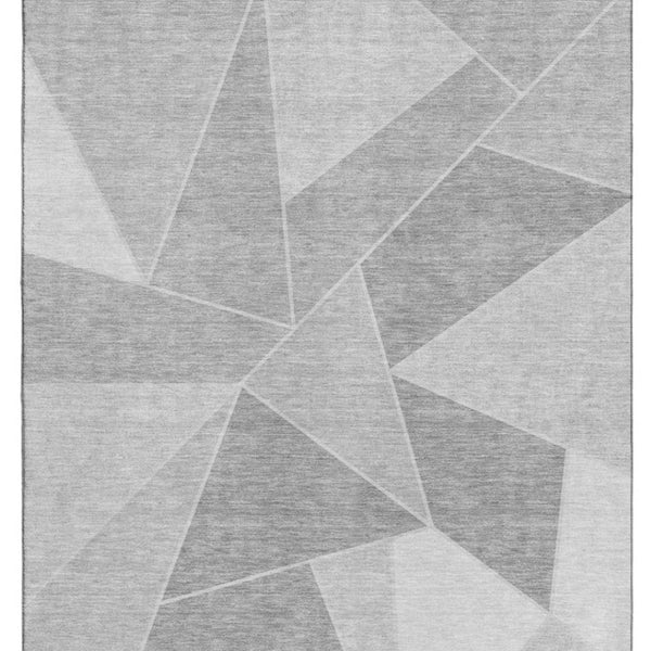 HomeRoots 10' X 14' Gray and Silver Geometric Area Rug - Washable, UV-Protected, Durable for Homes with Kids & Pets 653314