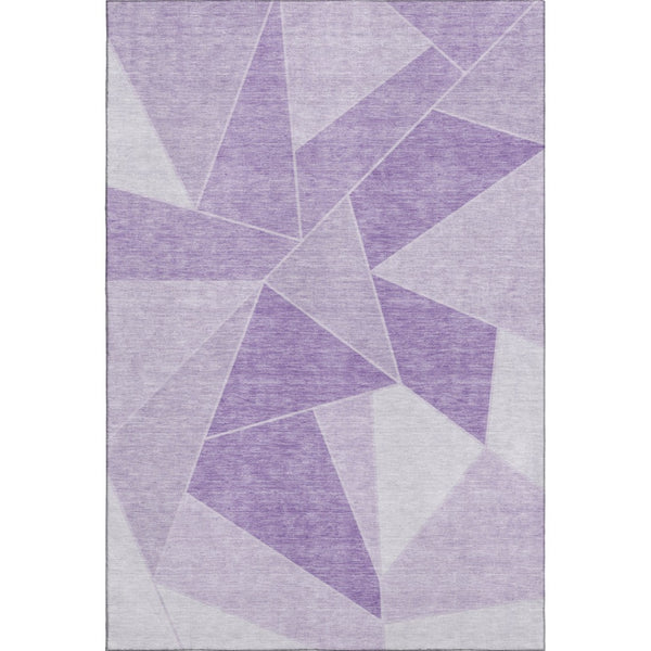 HomeRoots 5' X 8' Lilac & Ivory Geometric Area Rug – Washable, UV Protected, Stain-Resistant for Modern Living 653316