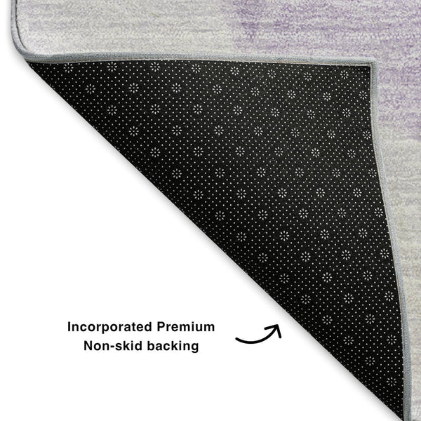 HomeRoots 5' X 8' Lilac & Ivory Geometric Area Rug – Washable, UV Protected, Stain-Resistant for Modern Living 653316