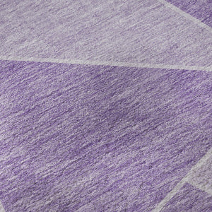 HomeRoots 8' Lilac and Ivory Geometric Washable Round Rug - Stain Resistant, UV Protected, Durable Design 653317