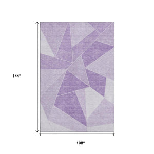 HomeRoots 9' X 12' Stylish Lilac & Ivory Geometric Area Rug - Washable, UV Protected, Family-Friendly Design! 653319
