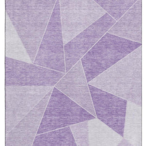 HomeRoots 9' X 12' Stylish Lilac & Ivory Geometric Area Rug - Washable, UV Protected, Family-Friendly Design! 653319