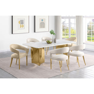 English Elm Rendina Velvet Upholstered Dining Armchair Set of 2 – Curved Open-Back Comfort with Luxe Foam Seating and Metal Frame Cream B062P299827