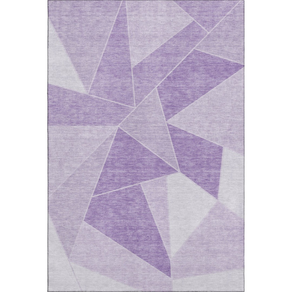 HomeRoots 10' Lilac & Ivory Geometric Area Rug – Washable, UV-Protected, Durable for Busy Homes & Families 653320
