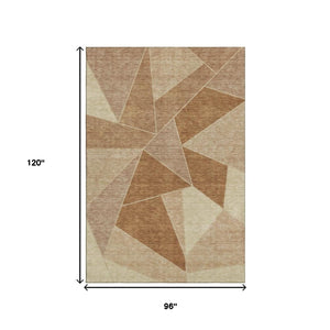HomeRoots 8' X 10' Chili Red & Beige Geometric Area Rug - Washable, UV-Protected, Stylish & Durable Design 653324