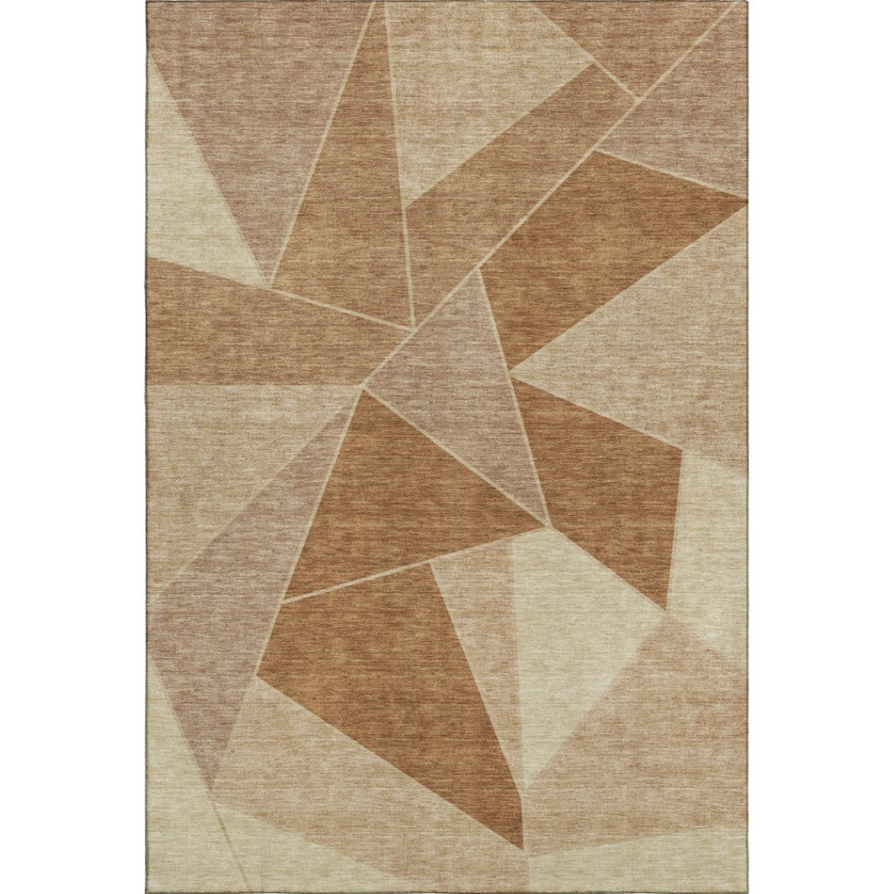 HomeRoots 8' X 10' Chili Red & Beige Geometric Area Rug - Washable, UV-Protected, Stylish & Durable Design 653324