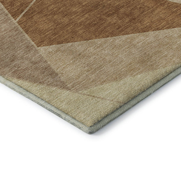 HomeRoots 8' X 10' Chili Red & Beige Geometric Area Rug - Washable, UV-Protected, Stylish & Durable Design 653324