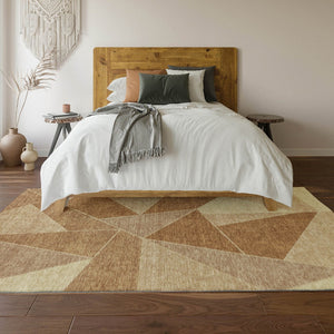 HomeRoots 8' X 10' Chili Red & Beige Geometric Area Rug - Washable, UV-Protected, Stylish & Durable Design 653324