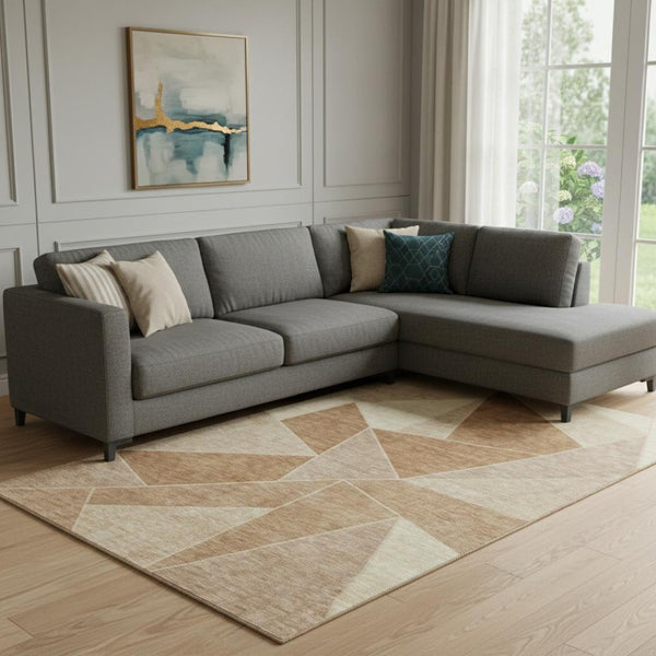 HomeRoots 10' X 14' Chili Red & Beige Geometric Area Rug - Washable, UV-Protected, Stylish for Busy Homes! 653326